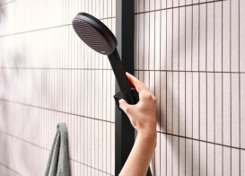 Душевая стойка Hansgrohe Raindance Alive Q 34х21 см 1jet EcoSmart с термостатом черный матовый 24581670