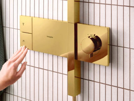 Душова стійка Hansgrohe Raindance Alive S 300 1jet з термостатом ShowerSelect Comfort золото 24582990