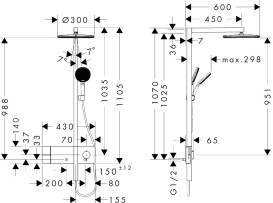 Душова стійка Hansgrohe Raindance Alive S 300 1jet EcoSmart з термостатом ShowerSelect Comfort хром 24583000