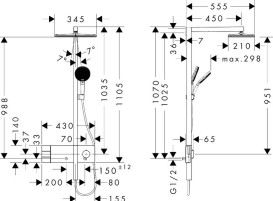 Душевая стойка Hansgrohe Raindance Alive Q 210/340 2jet с термостатом ShowerSelect Comfort хром 24590000