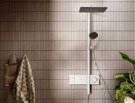 Душевая стойка Hansgrohe Raindance Alive Q 210/340 2jet с термостатом ShowerSelect Comfort белый матовый 24590700