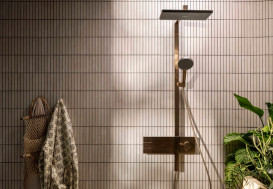 Душевая стойка Hansgrohe Raindance Alive Q 210/340 2jet EcoSmart с термостатом ShowerSelect Comfort бронза 24591140