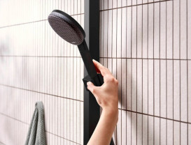 Душевая стойка Hansgrohe Raindance Alive Q 210/340 2jet EcoSmart с термостатом черный матовый 24591670