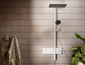 Душова стійка Hansgrohe Raindance Alive Q 210/340 2jet EcoSmart із термостатом білий матовий 24591700