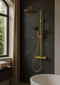 Душова стійка Hansgrohe Raindance Alive S Puro 300 1jet EcoSmart із термостатом Ecostat Element бронза 24593140