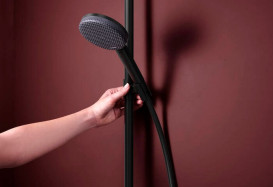 Душова стійка Hansgrohe Raindance Alive S Puro 300 1jet EcoSmart із термостатом чорний матовий 24593670