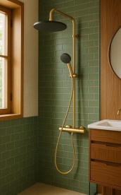 Душевая стойка Hansgrohe Raindance Alive S Puro 300 1jet EcoSmart с термостатом золото 24593990