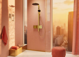 Душевая стойка Hansgrohe Raindance Alive S 300 2jet EcoSmart с термостатом золото 24596990