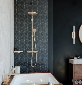 Душова стійка Hansgrohe Raindance S 240 1jet EcoSmart+ із термостатом бронза 28825140