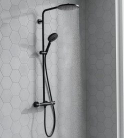 Душевая стойка Hansgrohe Raindance S 240 1jet EcoSmart+ с термостатом черный матовый 28825670