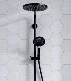 Душевая стойка Hansgrohe Raindance S 240 1jet EcoSmart+ с термостатом черный матовый 28825670