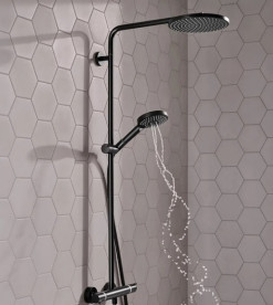 Душевая стойка Hansgrohe Raindance S 240 1jet EcoSmart+ с термостатом черный матовый 28825670