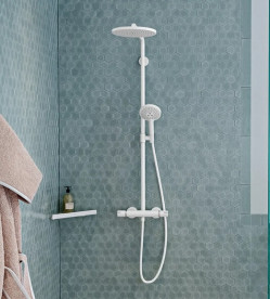 Душова стійка Hansgrohe Raindance S 240 1jet EcoSmart+ із термостатом білий матовий 28825700