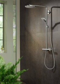 Душова стійка Hansgrohe Raindance Select S Showerpipe 240 1jet з верхнім і ручним душем чорний хром шліфований 27633340