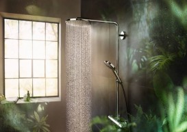 Душова стійка Hansgrohe Raindance Select S Showerpipe 240 1jet з верхнім і ручним душем чорний матовий 27633670