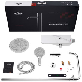 Душова стійка Kroner KRP Armada-W065 зі змішувачем та душовим гарнітуром хром CV033872