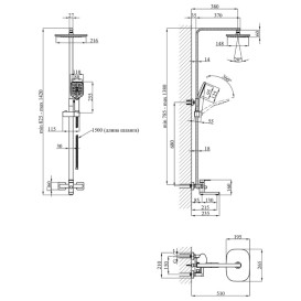 Душевая стойка Kroner KRP Edelstahl Kubus-PVD063 со смесителем и душевым гарнитуром нержавеющая сталь графит CV035906