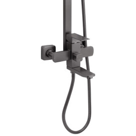 Душевая стойка Kroner KRP Edelstahl Kubus-PVD063 со смесителем и душевым гарнитуром нержавеющая сталь графит CV035906