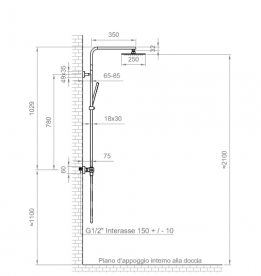 Душевая стойка Ponsi Italia R с термостатом черный матовый BN COL K QTRM 0011