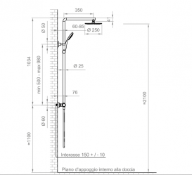 Душова стійка Ponsi Round з термостатом чорний матовий BN COL K RTRM 000