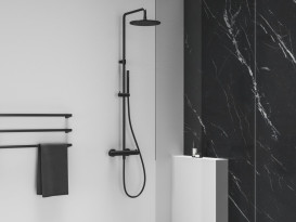 Душевая стойка Ravak Espirit с термостатическим смесителем черный матовый X070496