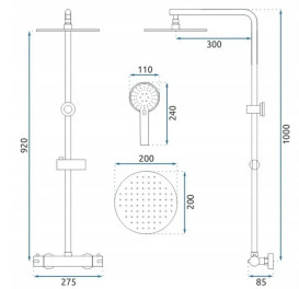 Душова стійка Rea Bliss із термостатом матове золото REA-P8413