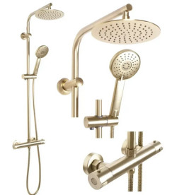 Душова стійка Rea Bliss із термостатом матове золото REA-P8413