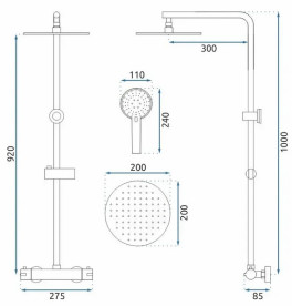 Душевая стойка Rea Bliss с термостатом золото REA-P8806