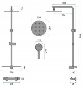 Душова стійка Rea Міке з чорним термостатом REA-P0550