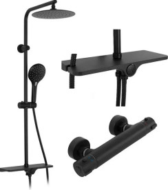 Душова стійка Rea Міке з чорним термостатом REA-P0550
