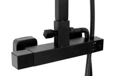 Душова стійка Rea Milan із термостатом чорний REA-P7000