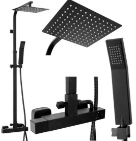 Душова стійка Rea Milan із термостатом чорний REA-P7000