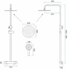Душова стійка Rea Parot із термостатом золото REA-P2323