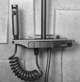 Душевая стойка для ванны Rea Savio с термостатом графит REA-P8412