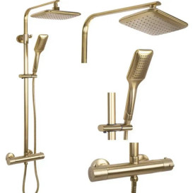 Душевая стойка Rea Tom с термостатом матовое золото REA-P5004