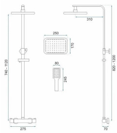 Душевая стойка Rea Tom с термостатом золото REA-P7102