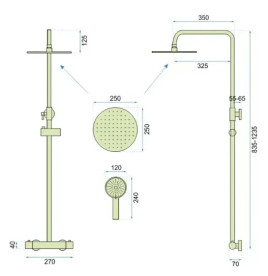 Душова стійка Rea Vincent із термостатом чорний REA-P6600