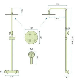 Душевая стойка Rea Vincent с термостатом матовое золото REA-P6602