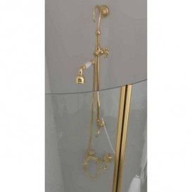 Душевая стойка с верхним душем Kerasan Retro Ø20 см и душевым комплектом золото 7398K1