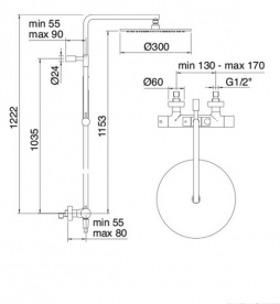 Душова стійка Treemme Showers з термостатом і ручним душем хром 6581CC