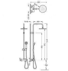 Душова стійка Tres Alplus зі змішувачем верхнім і ручним душем хром 20319101