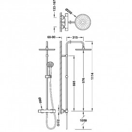 Душевая стойка Tres Base Plus с термостатом хром 21639301