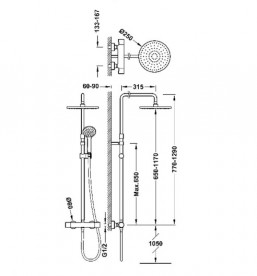 Душевая стойка Tres Base Plus с термостатом хром 21639501