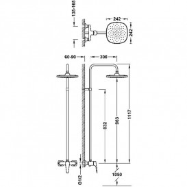 Душевая стойка Tres Canigo Plus с однорычажным смесителем хром 21899501