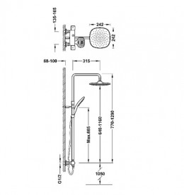 Душевая стойка Tres Canigo Plus с термостатом хром 21839501