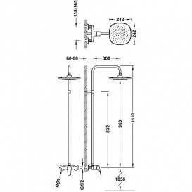 Душевая стойка Tres Canigo с однорычажным смесителем хром 21799501