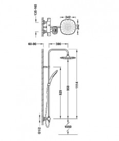 Душевая стойка Tres Canigo с термостатом хром 21739301