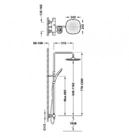 Душевая стойка Tres Canigo с термостатом хром 21739501