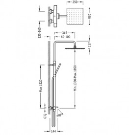 Душова стійка Tres Class-Tres термостатичні з каскадним виливом хром 20531201
