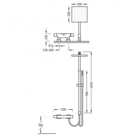 Душевая стойка Tres Cuadro-Tres термостатическая с каскадным изливом 00738502